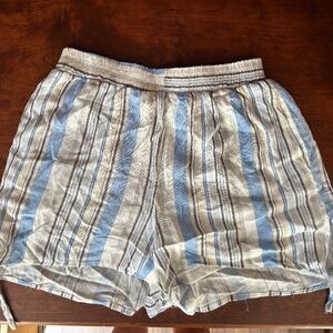 EUC L love Flowy Shorts size medium blue white stripe